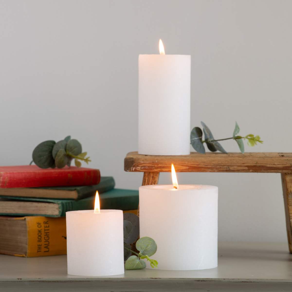 Grand Illusions Rustic Pillar Candle White 70x130mm