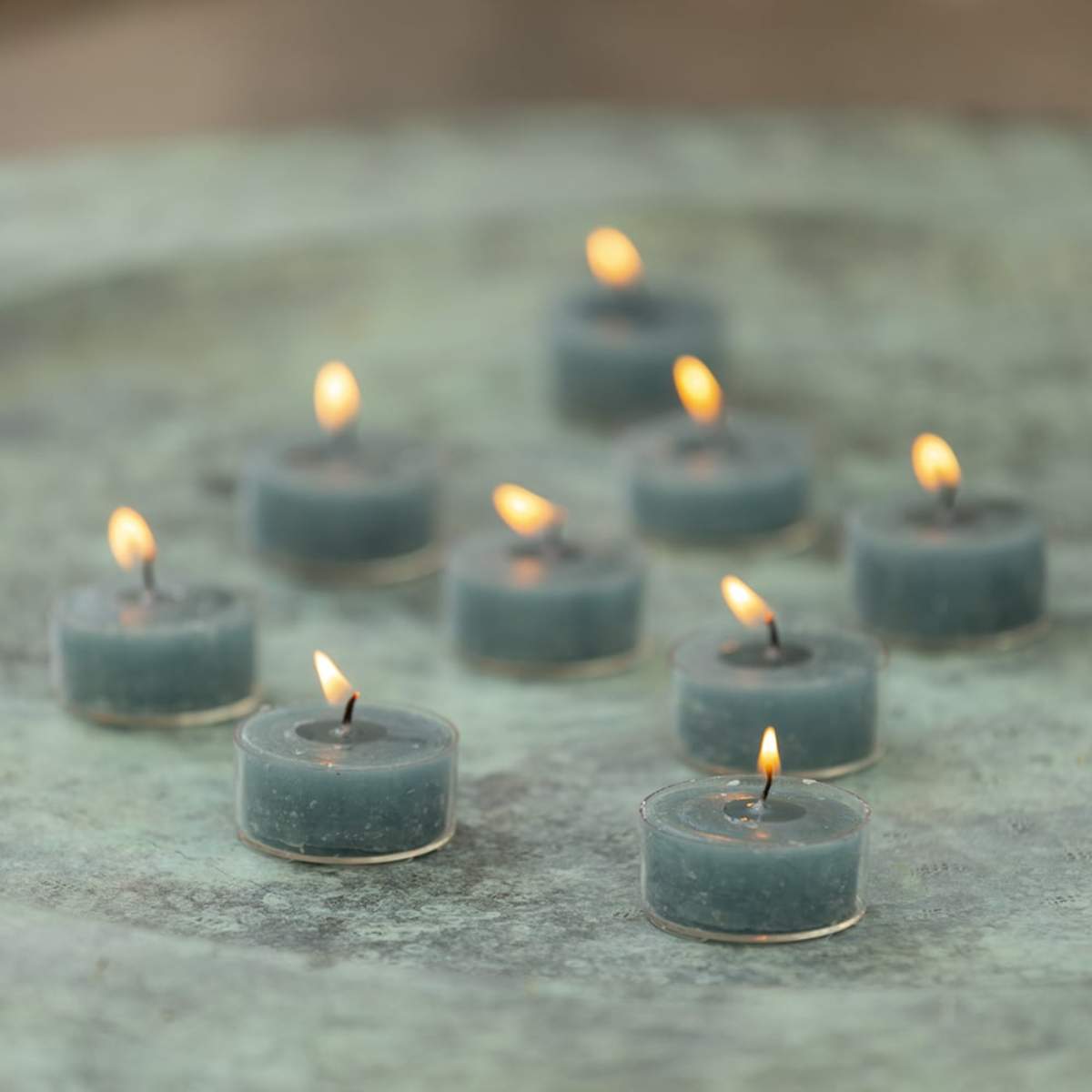 Grand Illusions Rustic Tealights Petrol Blue