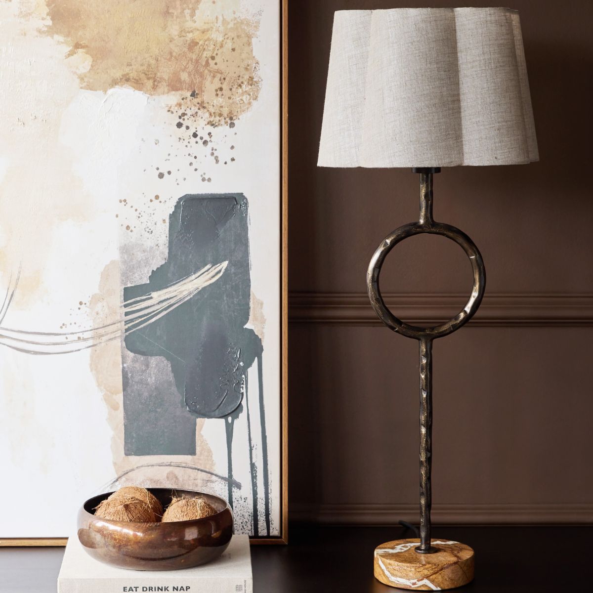 Libra Interiors Rutland Table Lamp with Plain Linen Shade