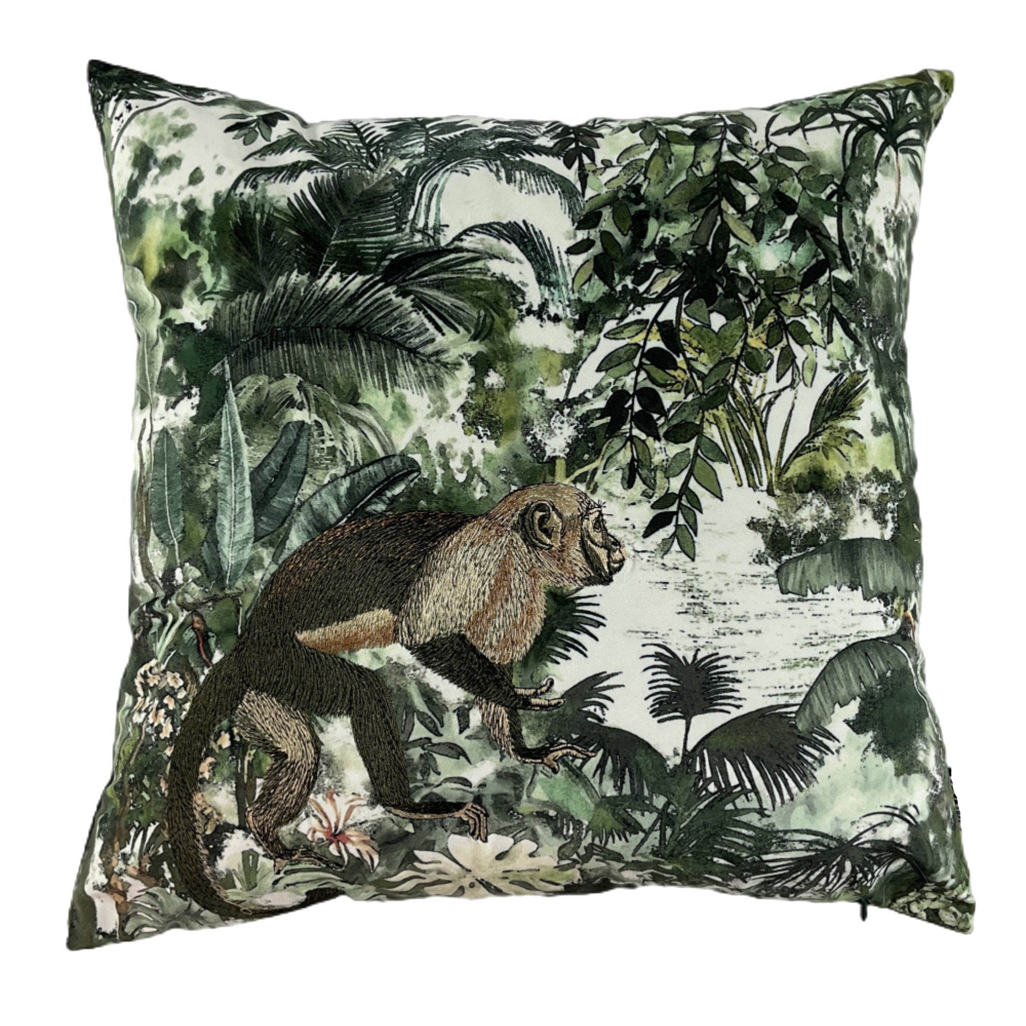 Malini Embroidered Monkey Jungle Print