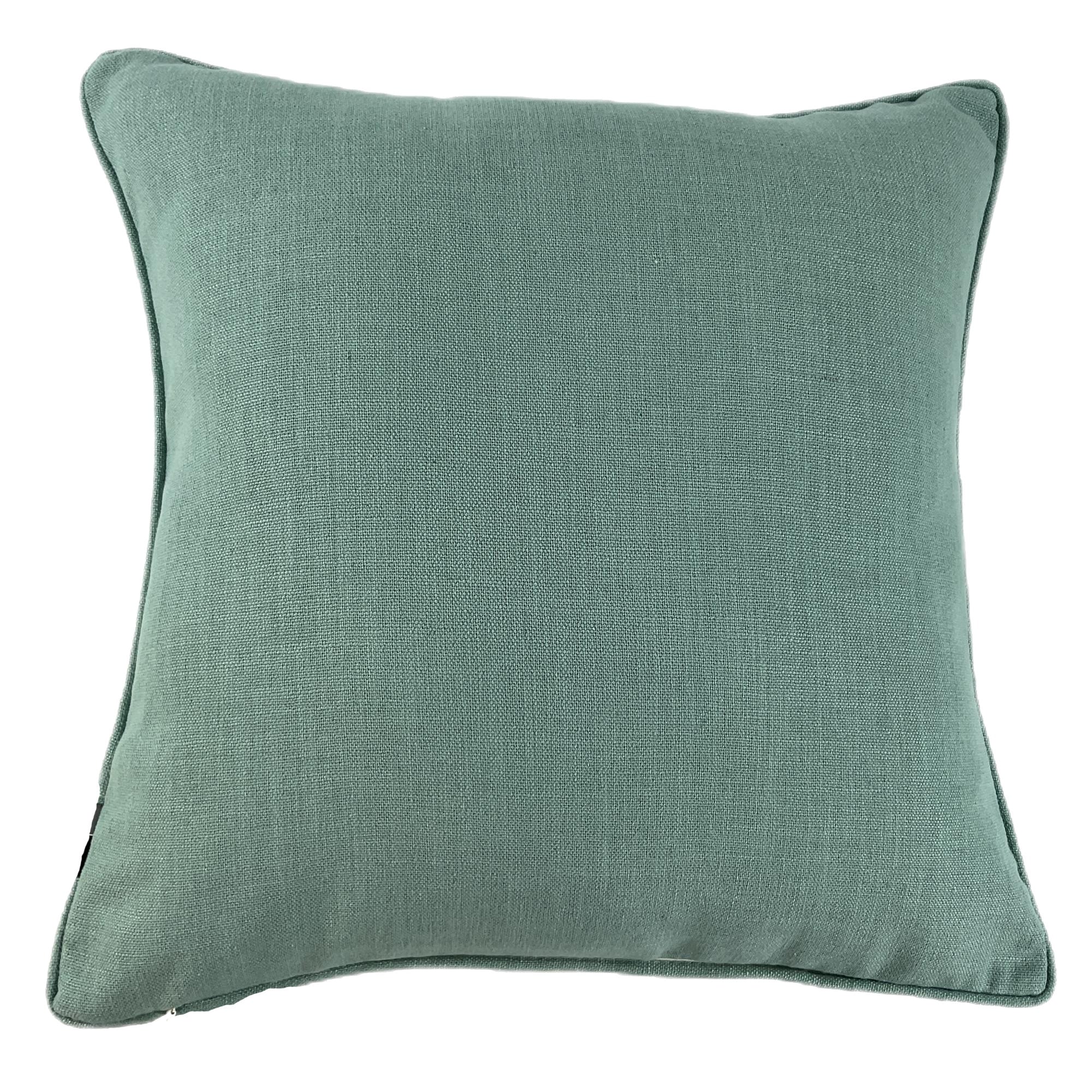 Malini Modern Jigsaw Print on Fax Linen Seafoam