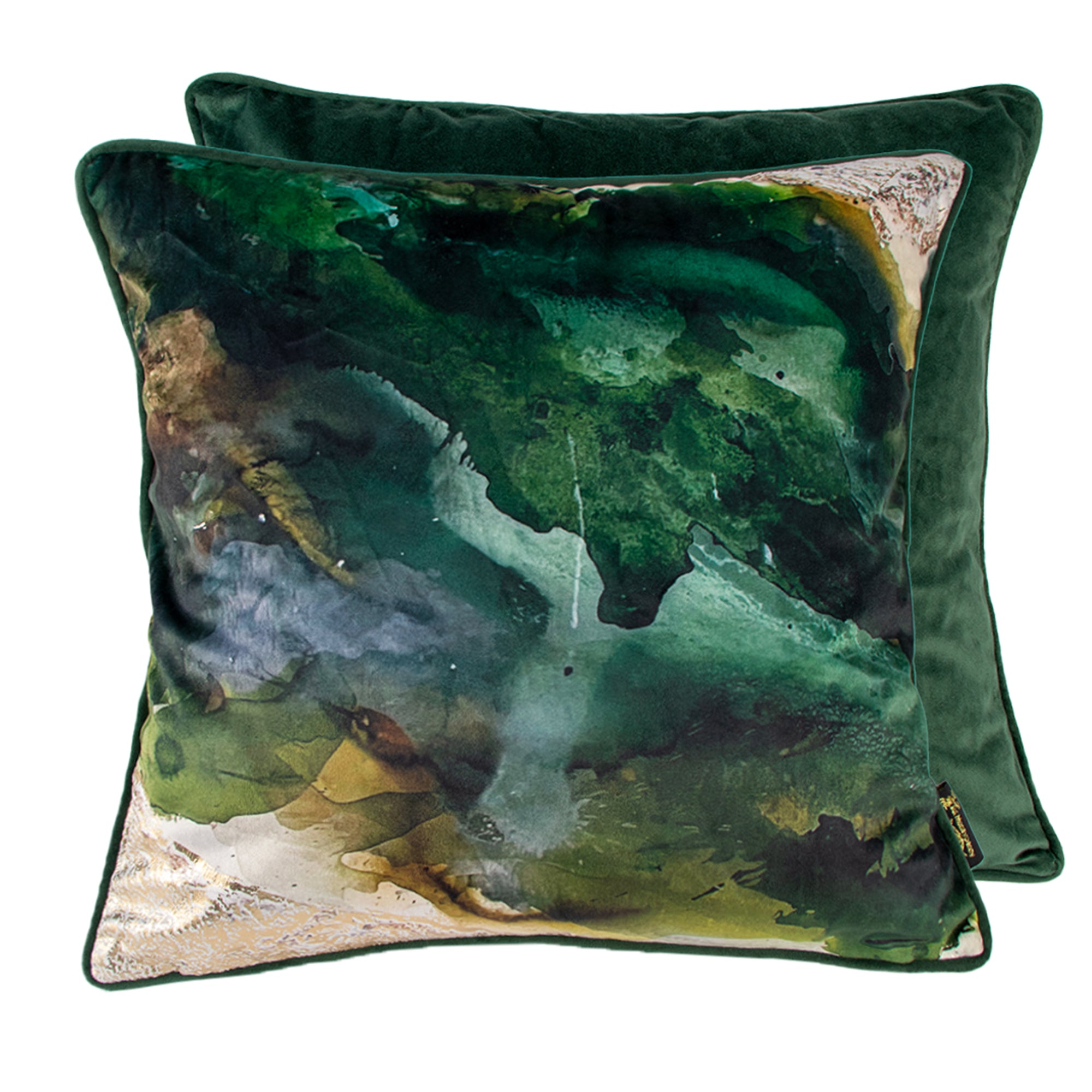 Malini Printed Cushion Green Spilt Paint
