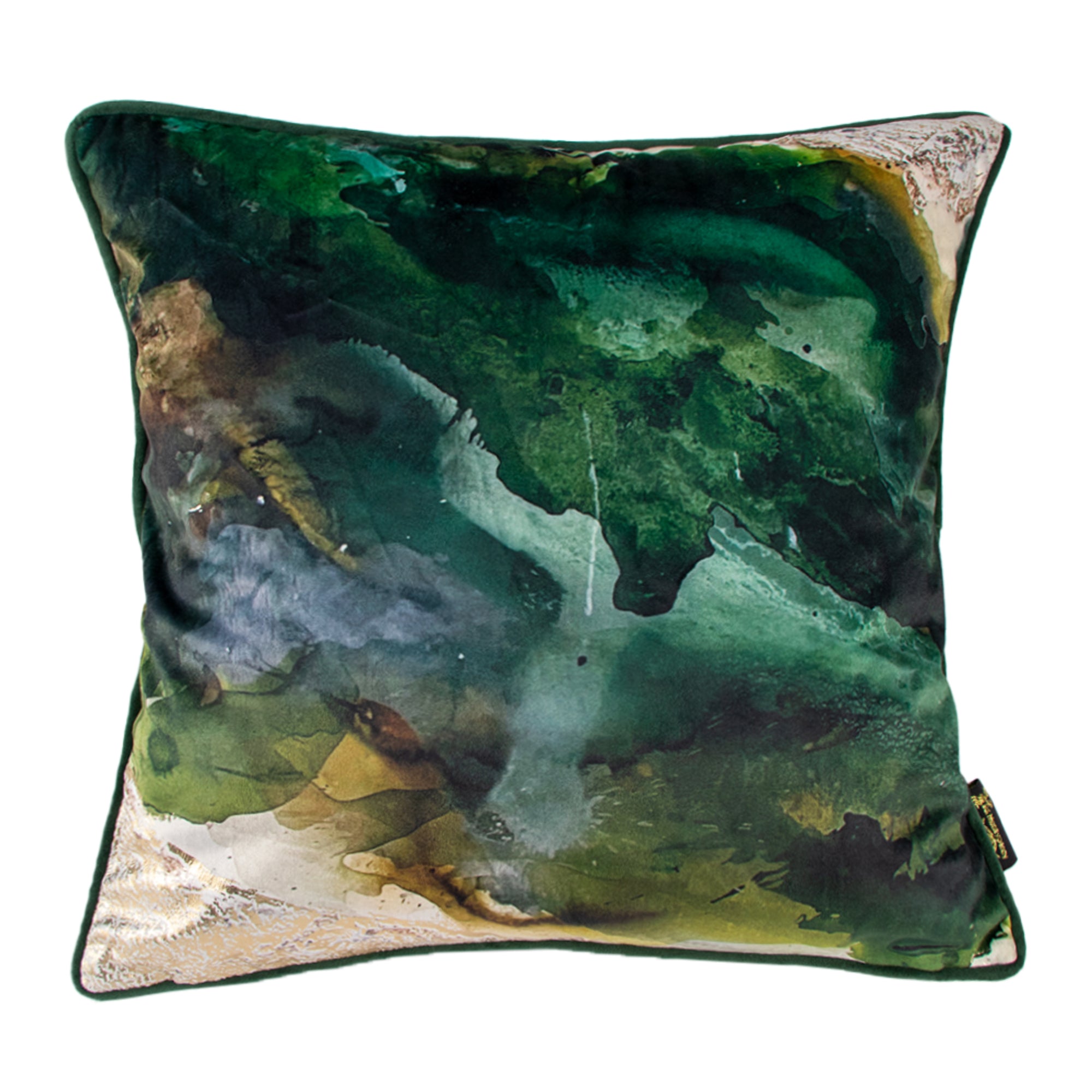 Malini Printed Cushion Green Spilt Paint