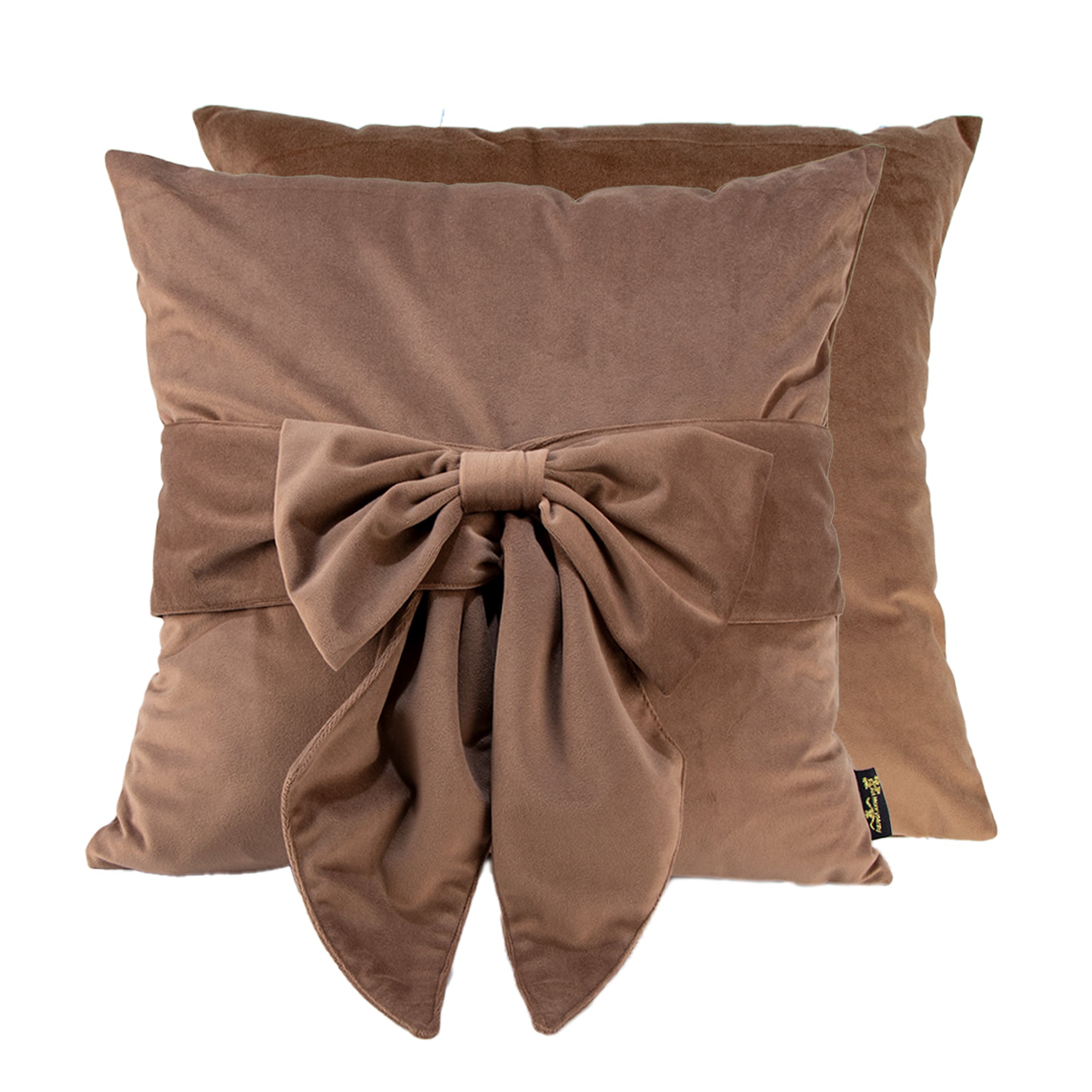Malini Paul Moneypenny Velv Cushion With Bow Taupe