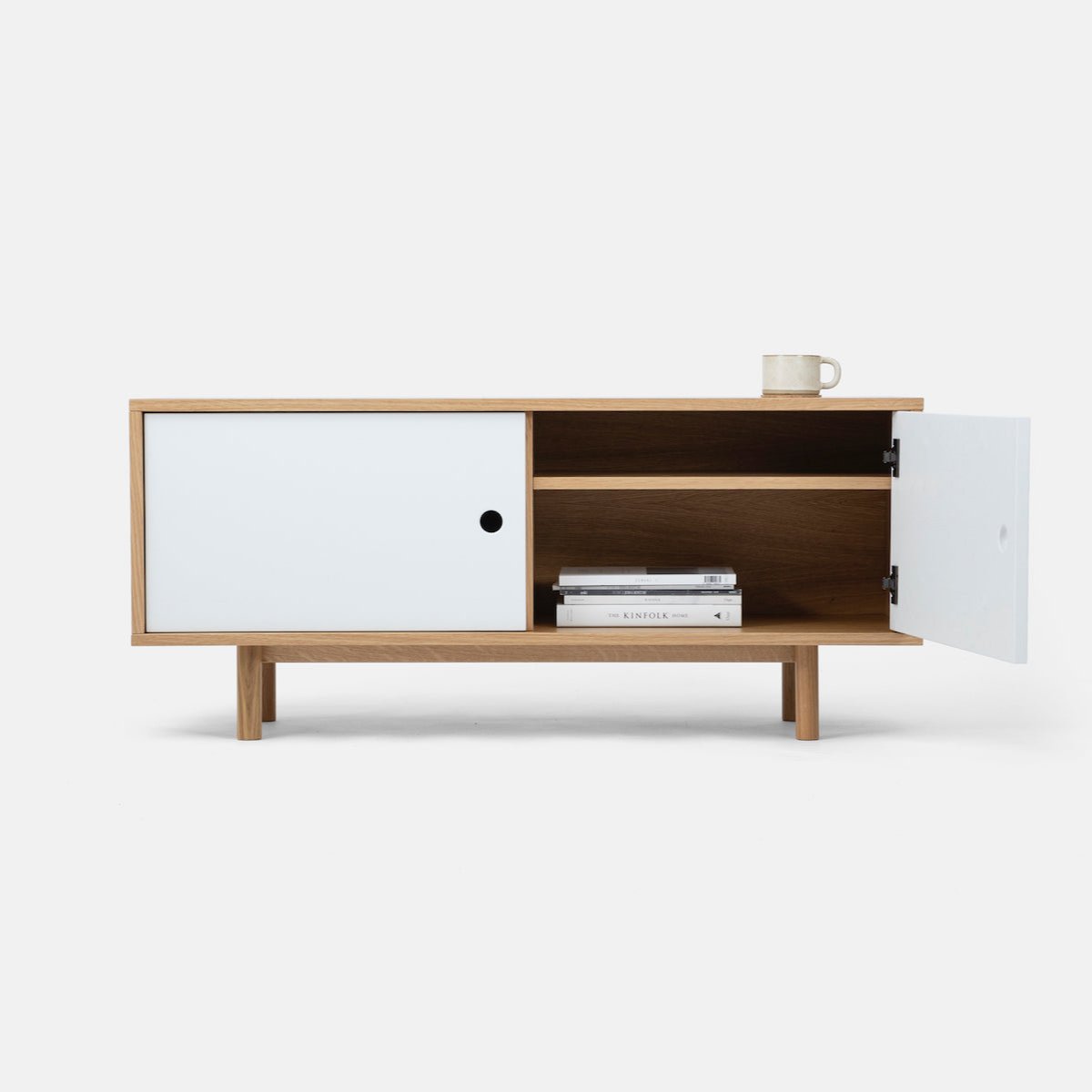 John Green Sideboard Oak with white door open