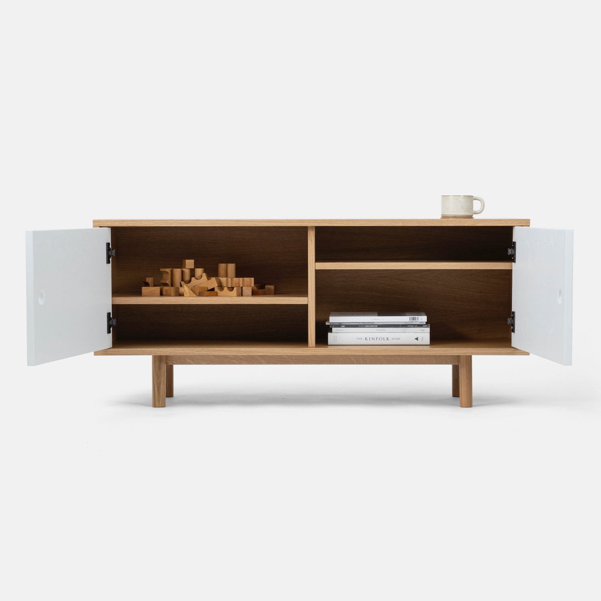 John Green Sideboard Oak with doors open