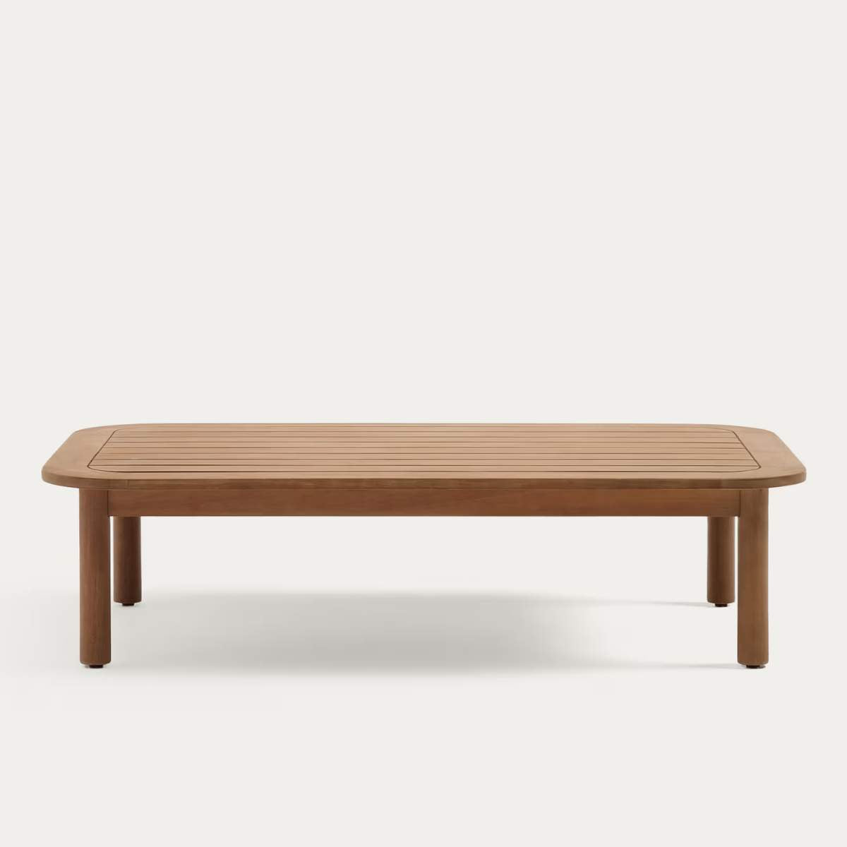 Kave Home Sacova solid eucalyptus wood coffee table, 100% outdoor suitable 140 x 89 cm