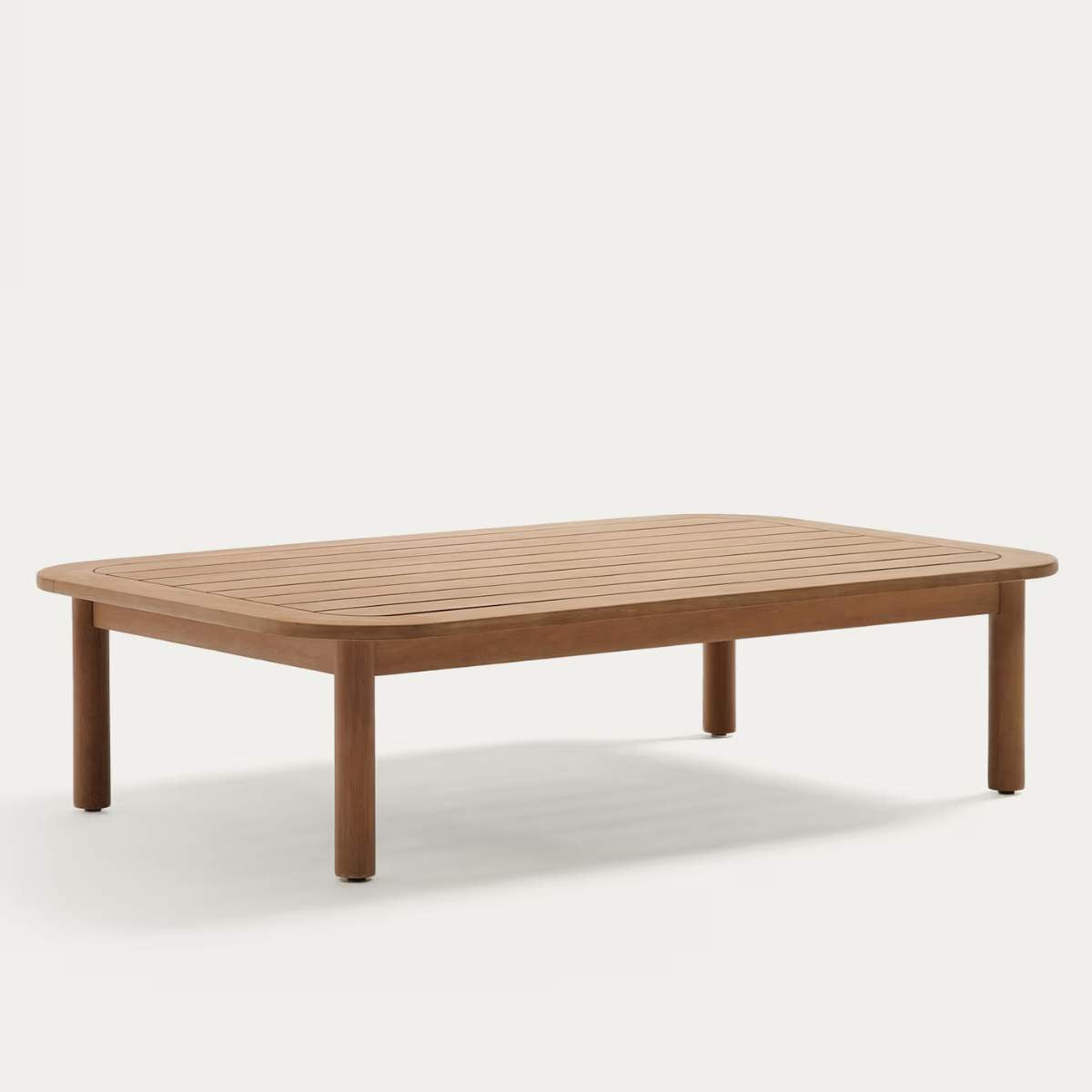 Kave Home Sacova solid eucalyptus wood coffee table, 100% outdoor suitable 140 x 89 cm