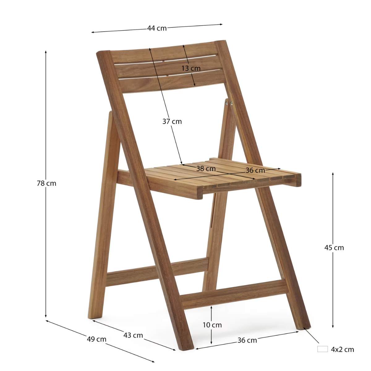 Kave Home Sadirar folding outdoor chair made from solid acacia wood FSC 100%