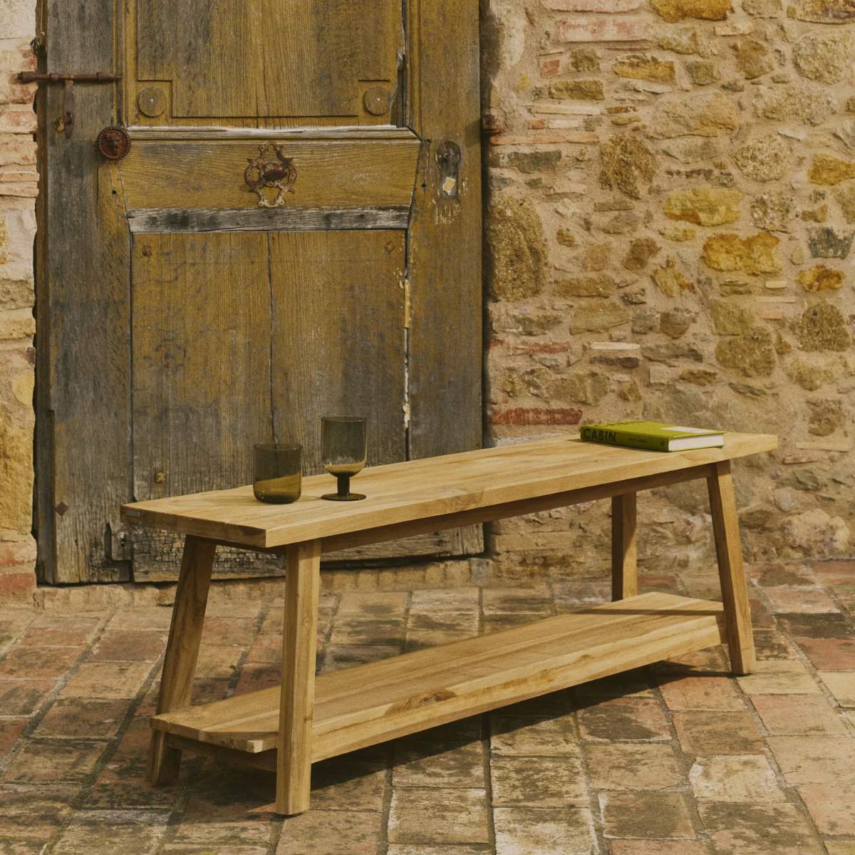 Kave Home Safara solid recycled teak bench 150 cm