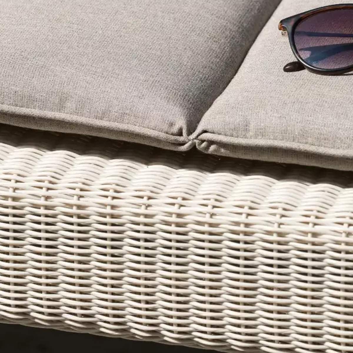 Vincent Shepherd Safi Rattan Outdoor Sun Lounger Old Lace