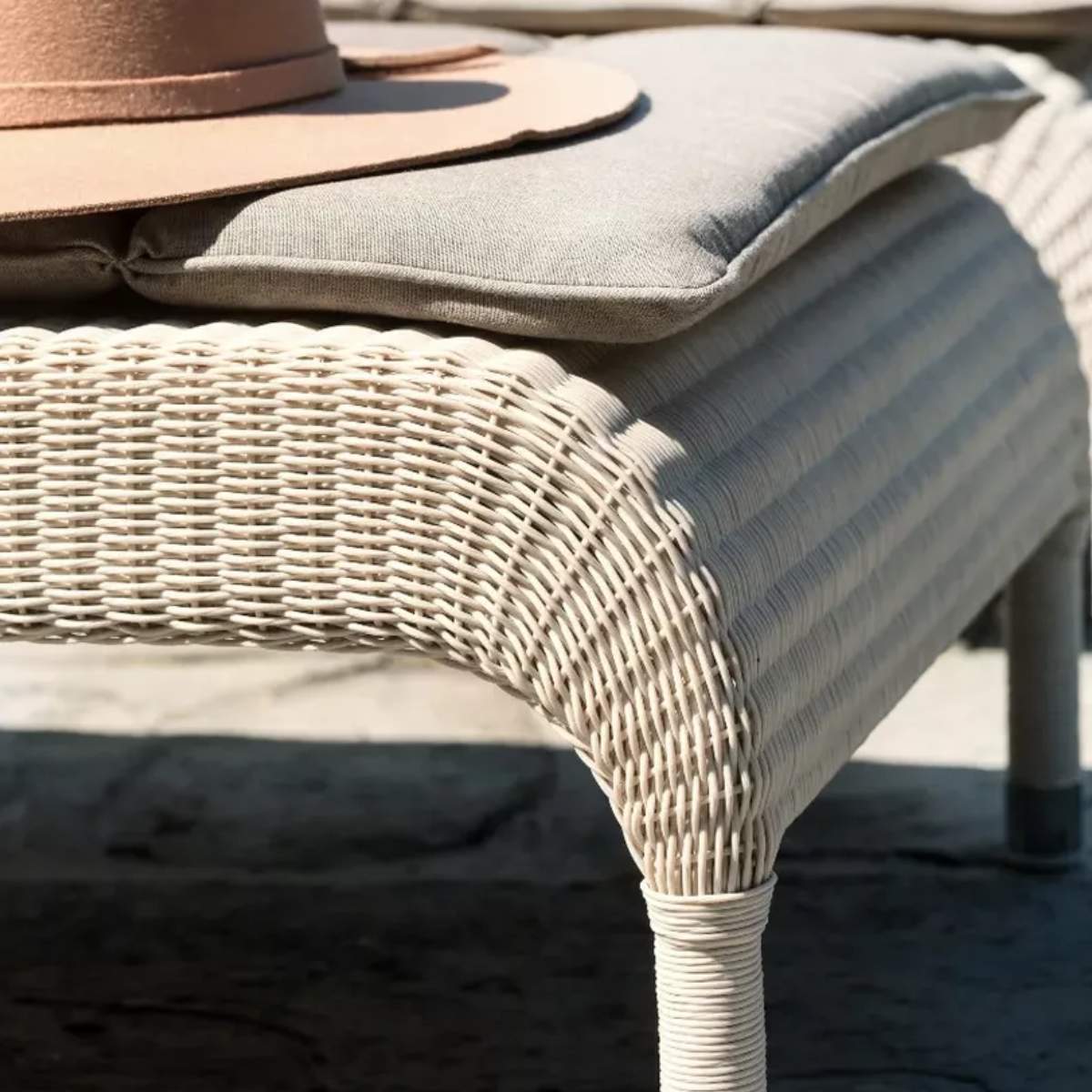Vincent Shepherd Safi Rattan Outdoor Sun Lounger Old Lace