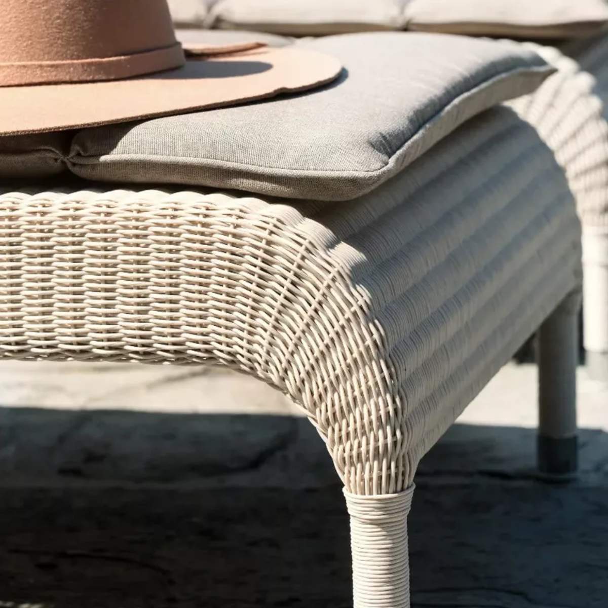 Vincent Shepherd Safi Rattan Sun Lounger with Arms | Old Lace