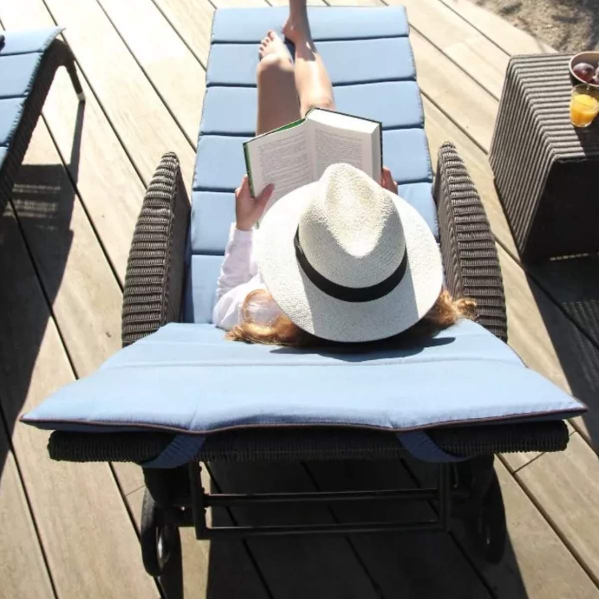 Vincent Shepherd Safi Rattan Sun Lounger with arms | Black
