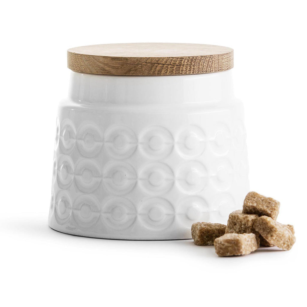 Sagaform Ceramic Jar with Oak Lid-Beaumonde