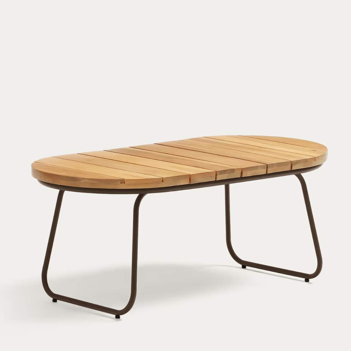 Kave Home Salguer outdoor coffee table in solid acacia & brown steel, Ø 100 x 50 cm FSC 100%