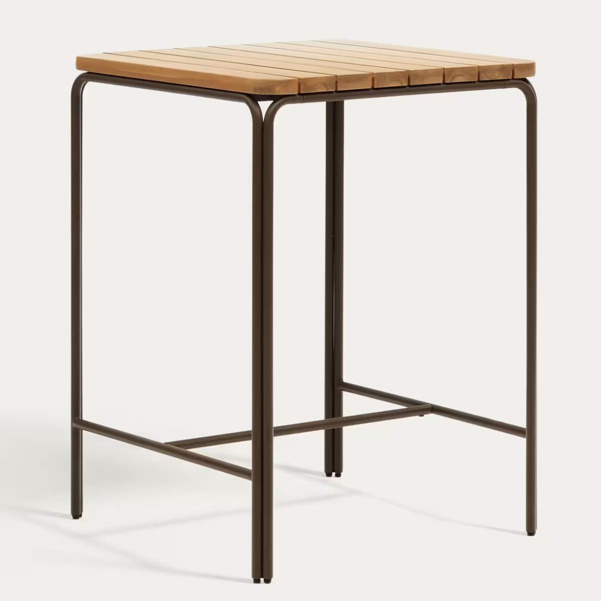 Kave Home Salguer solid acacia & brown steel bar table, outdoor suitable, 70 x 70 cm FSC 100%