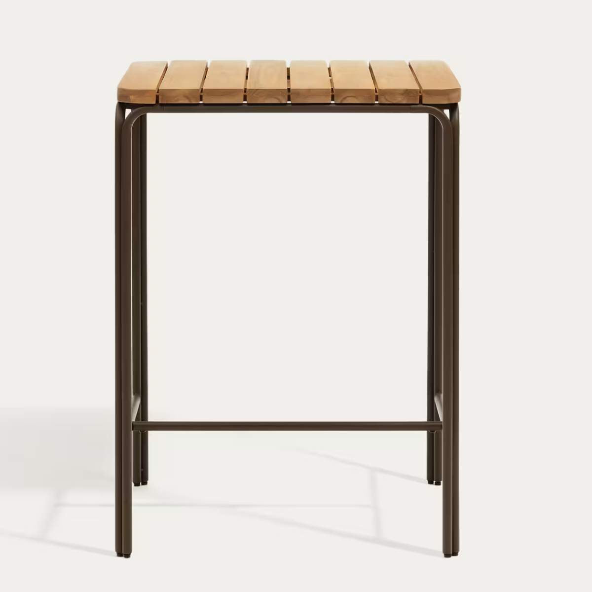 Kave Home Salguer solid acacia & brown steel bar table, outdoor suitable, 70 x 70 cm FSC 100%