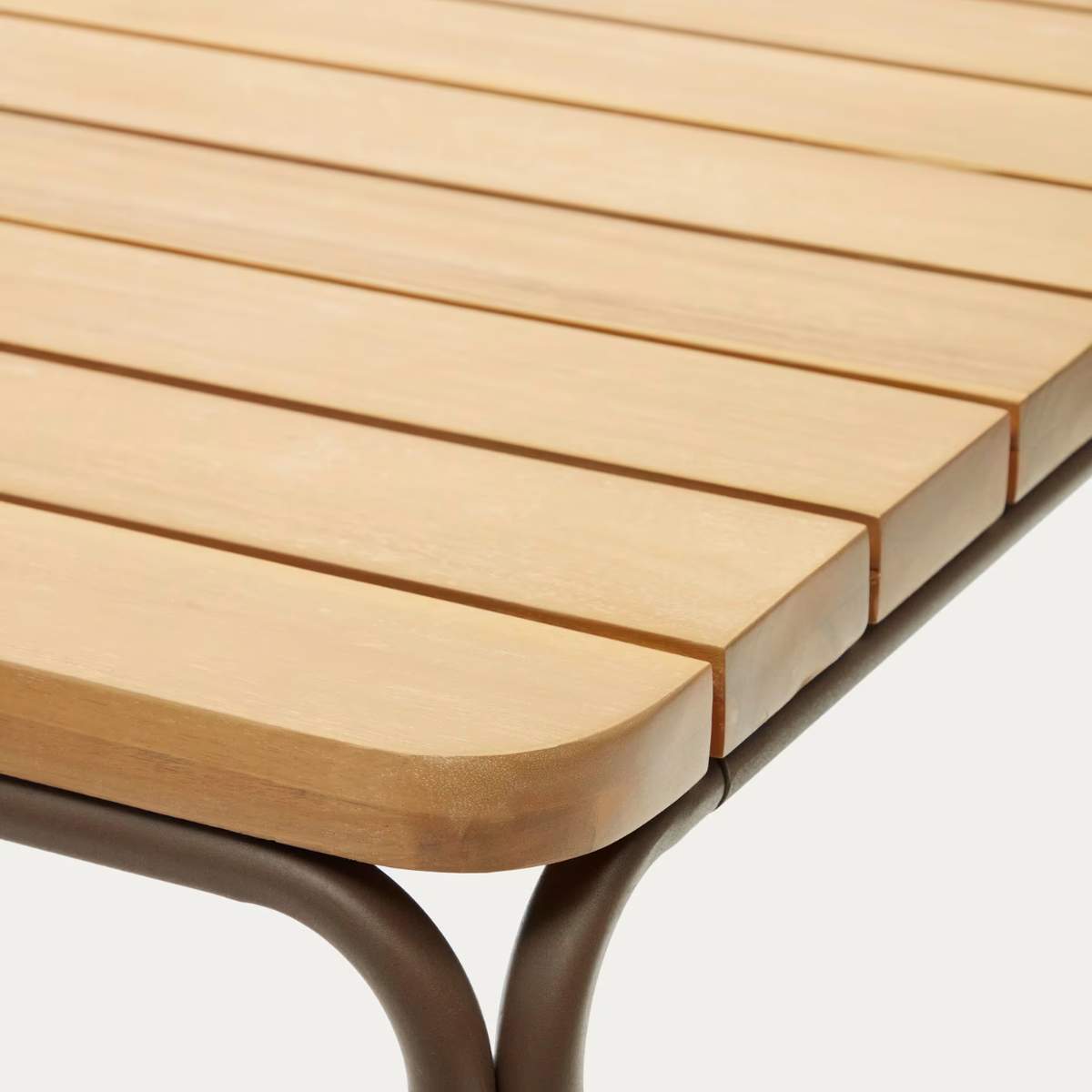 Kave Home Salguer solid acacia & brown steel bar table, outdoor suitable, 70 x 70 cm FSC 100%
