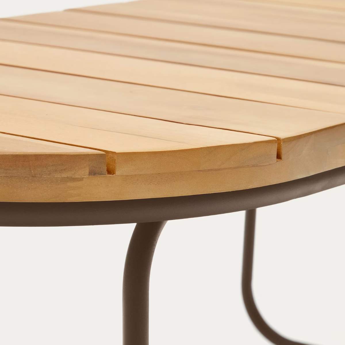 Kave Home Salguer outdoor coffee table in solid acacia & brown steel, Ø 100 x 50 cm FSC 100%