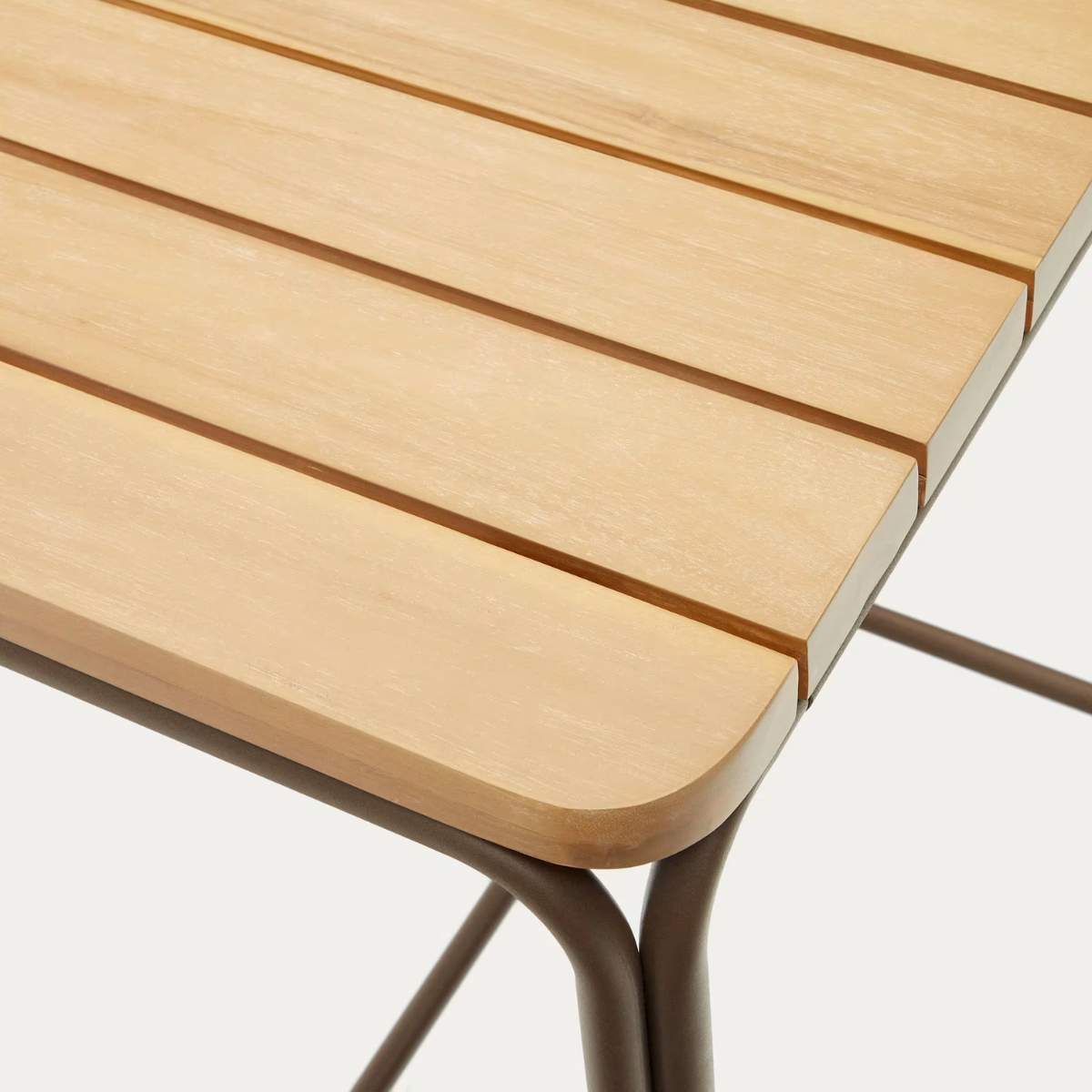 Kave Home Salguer solid acacia & brown steel bar table, outdoor suitable, 70 x 70 cm FSC 100%