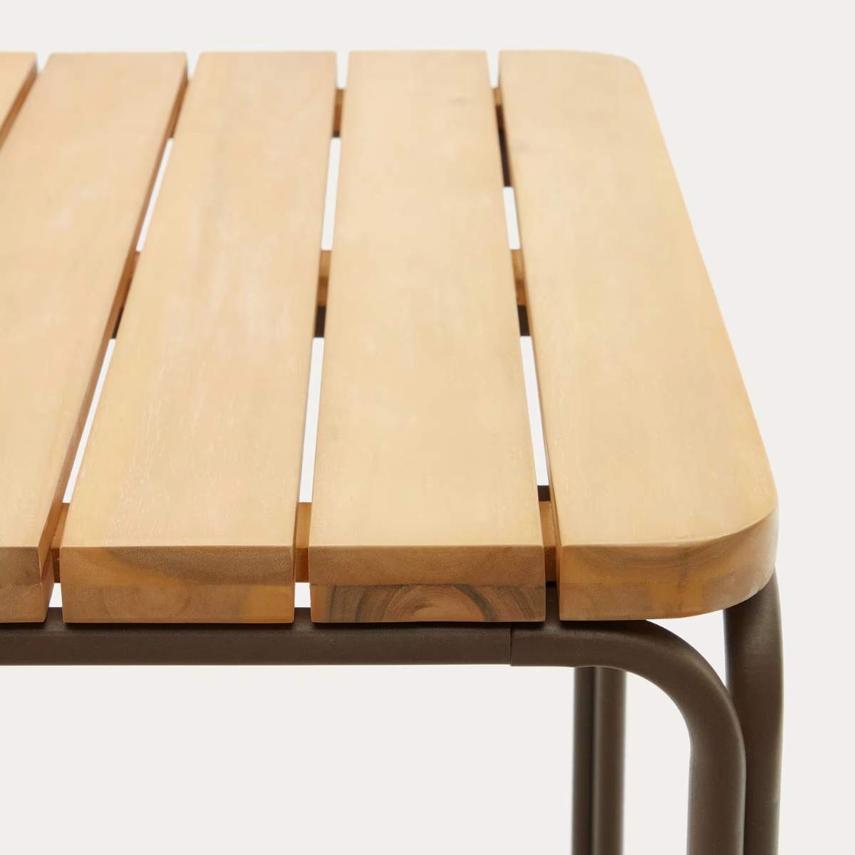 Kave Home Salguer solid acacia & brown steel bar table, outdoor suitable, 70 x 70 cm FSC 100%