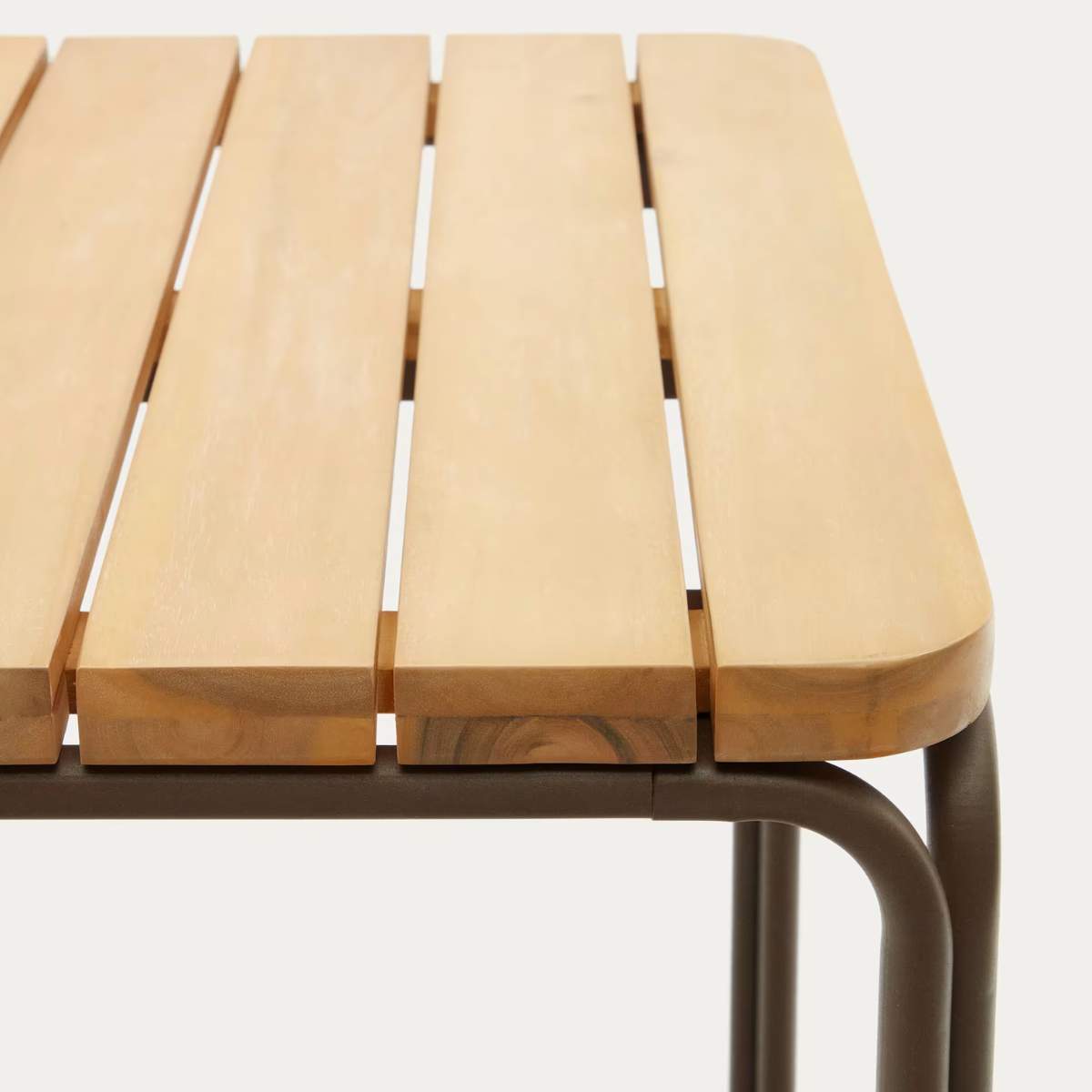 Kave Home Salguer solid acacia & brown steel bar table, outdoor suitable, 140 x 70 cm FSC 100%