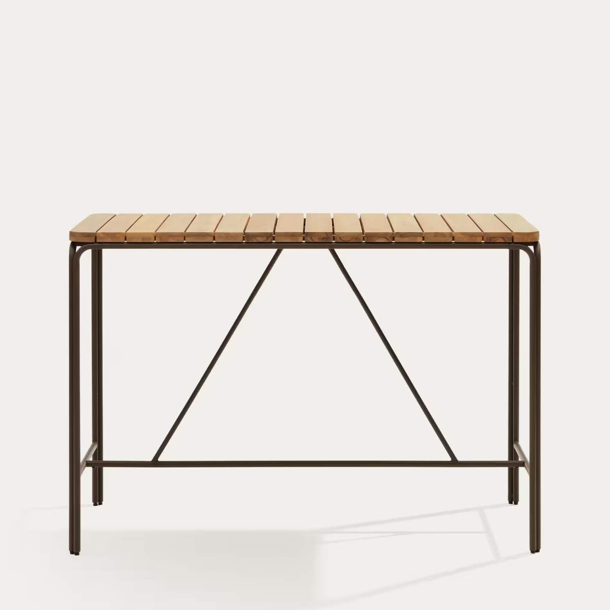 Kave Home Salguer solid acacia & brown steel bar table, outdoor suitable, 140 x 70 cm FSC 100%
