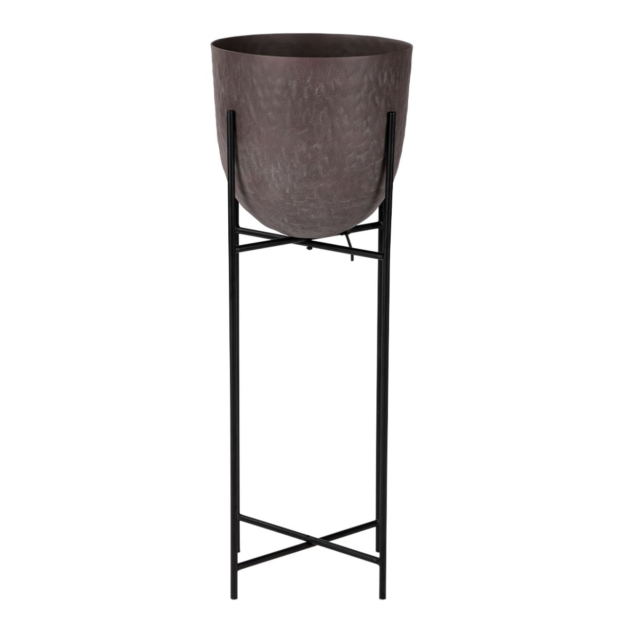 Libra Interiors Samui Brown Stonewash Planter on Stand Tall 73cm - Set of 2