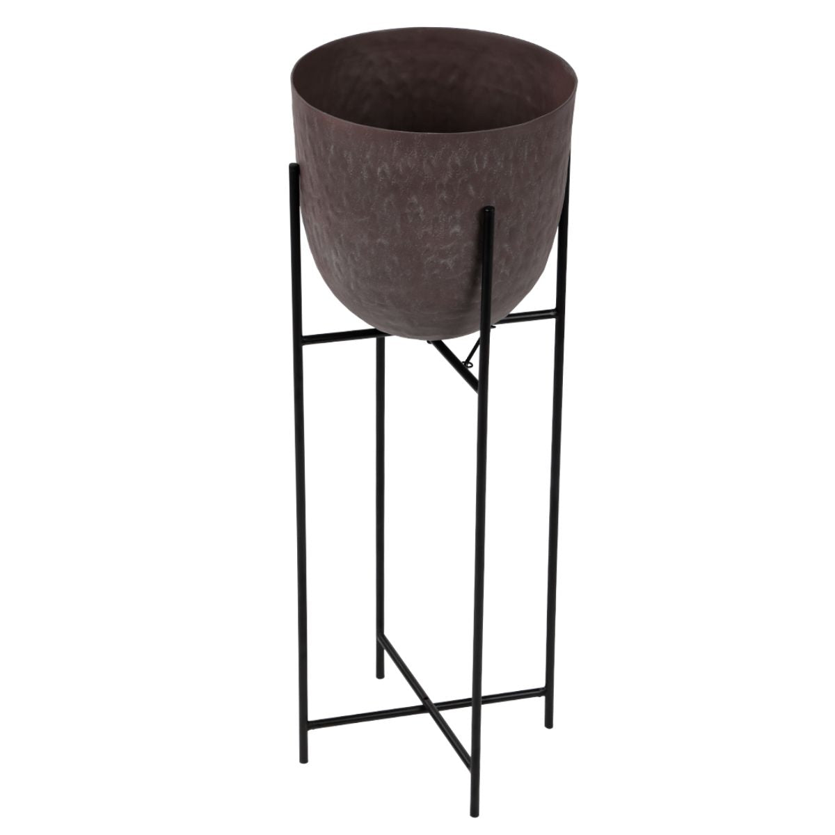 Libra Interiors Samui Brown Stonewash Planter on Stand Tall 73cm - Set of 2