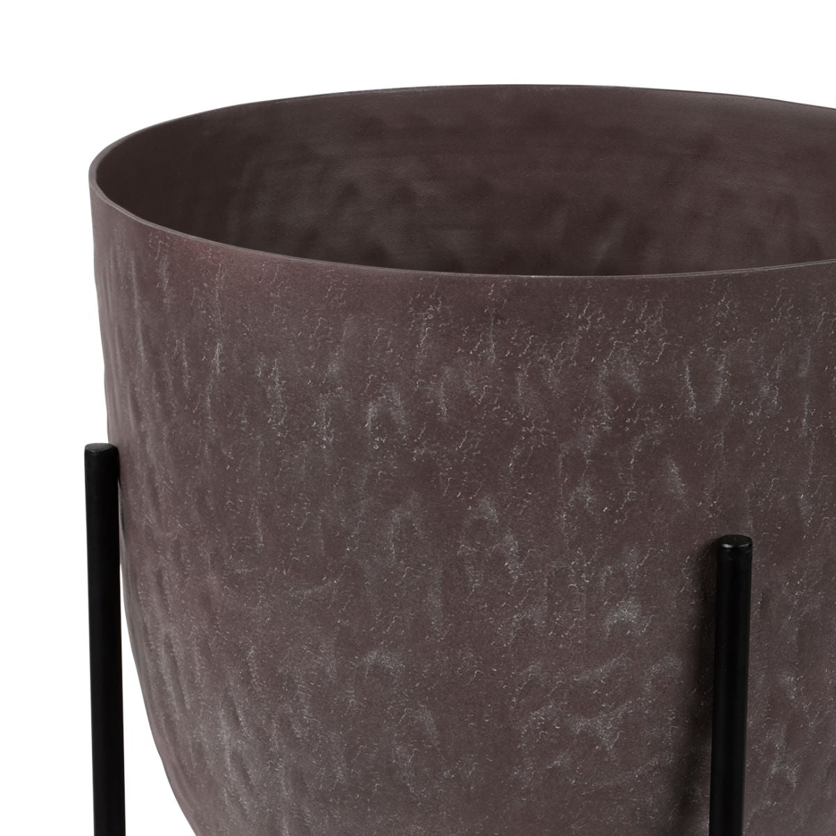 Libra Interiors Samui Brown Stonewash Planter on Stand Tall 73cm - Set of 2