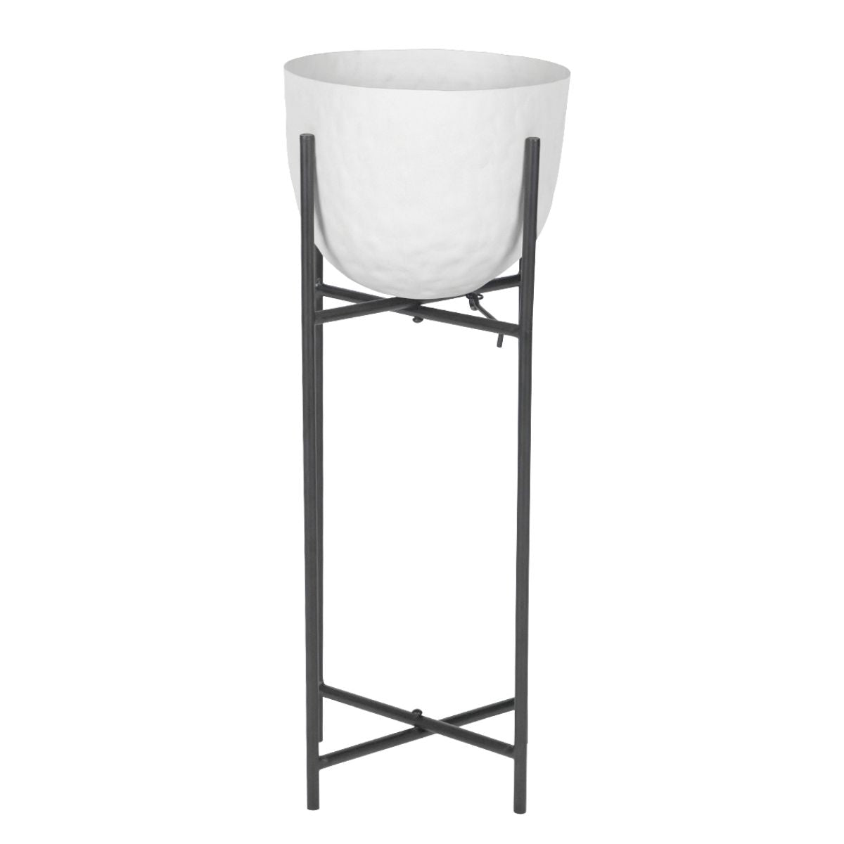 Libra Interiors Samui White Stonewash Planter on Stand Small 55cm - Set of 2