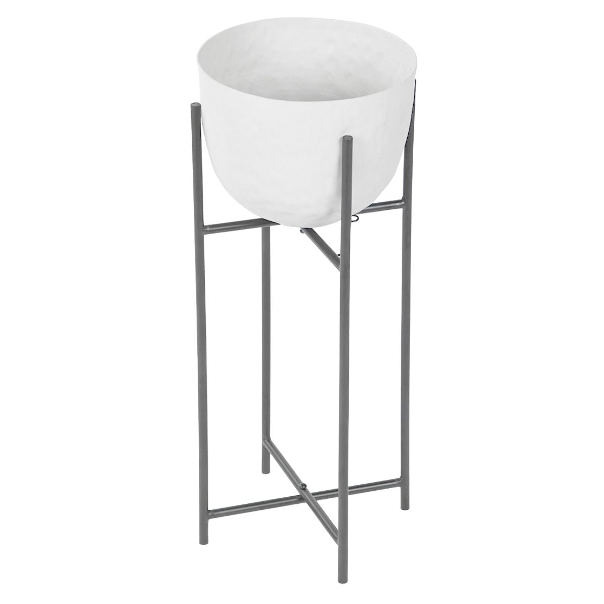 Libra Interiors Samui White Stonewash Planter on Stand Small 55cm - Set of 2
