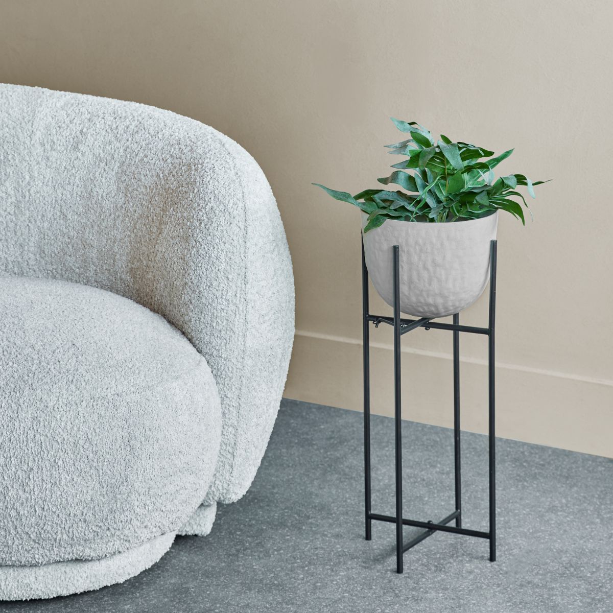 Libra Interiors Samui White Stonewash Planter on Stand Small 55cm - Set of 2