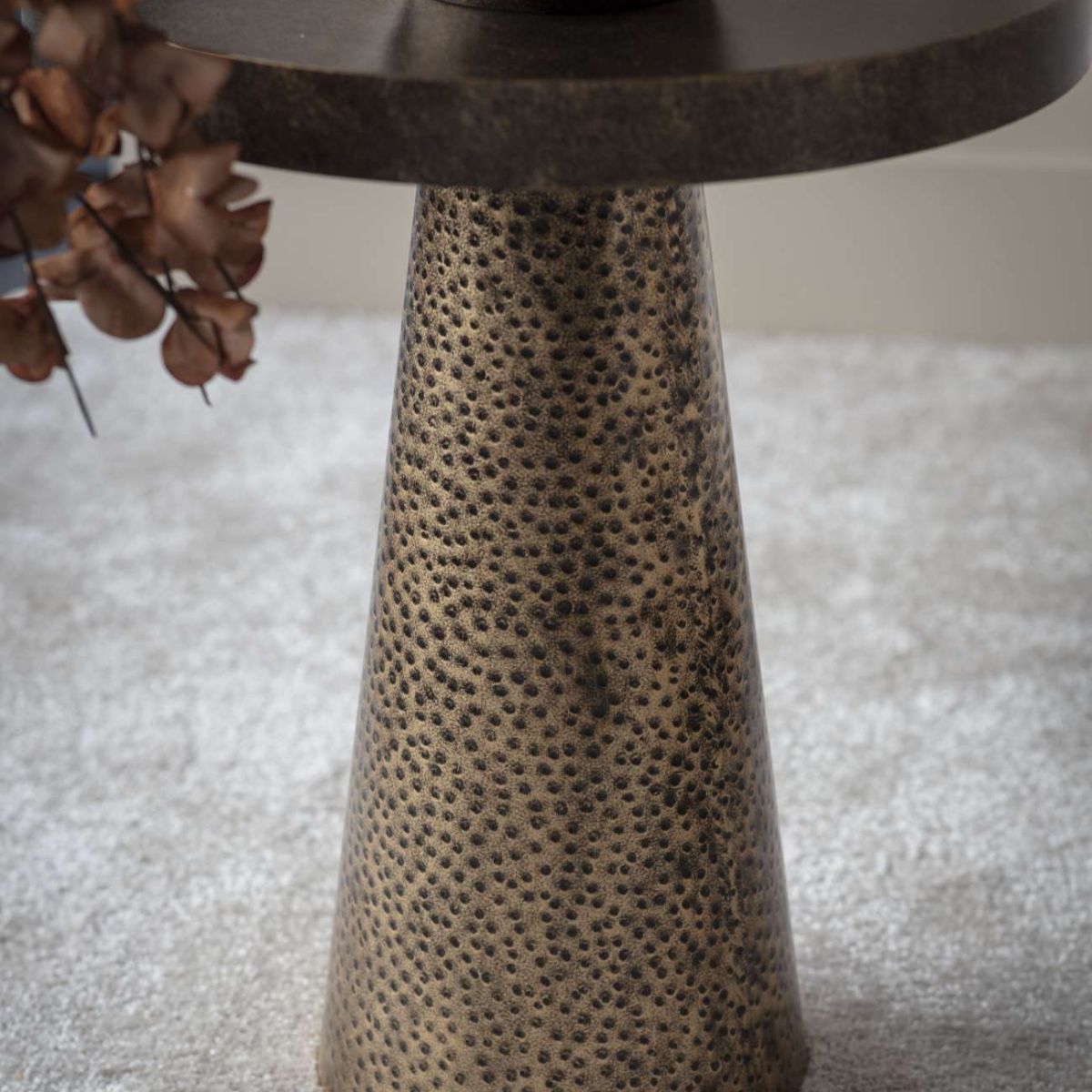 Libra Interiors Sandbanks Iron Side Table in Rustic Antique Gold