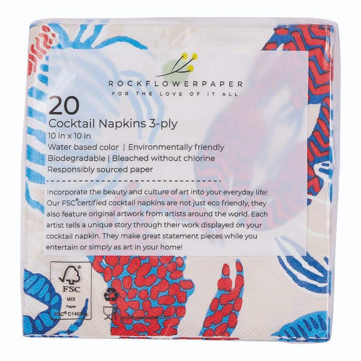Rock Flower Paper Sandy Claws Paper Cocktail Napkins (Pack of 25)