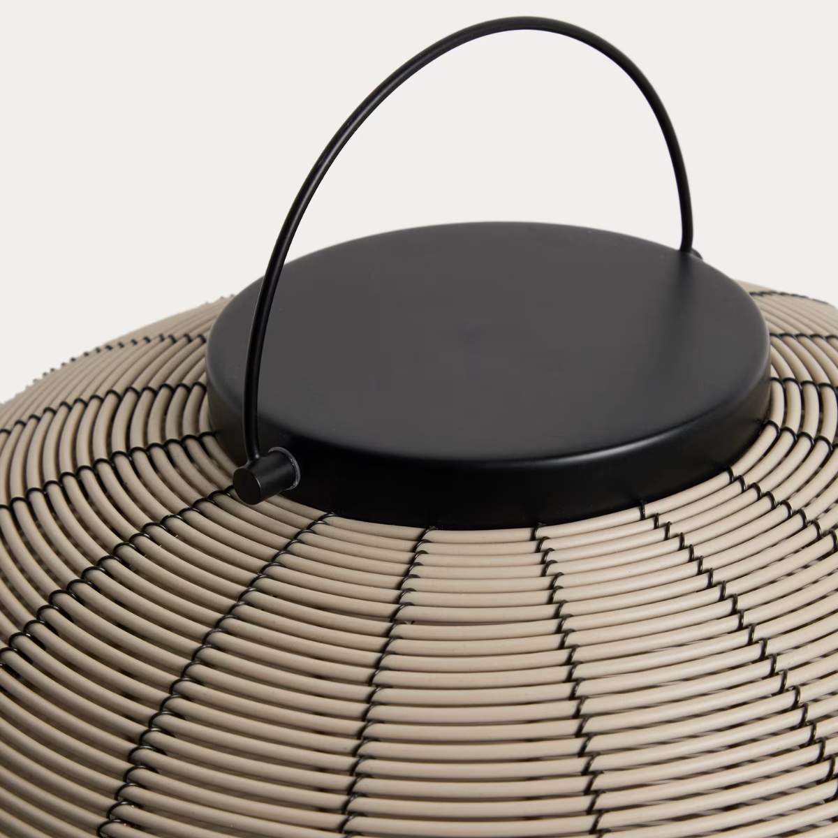 Kave Home Saranella portable LED table lamp in light grey synthetic rattan