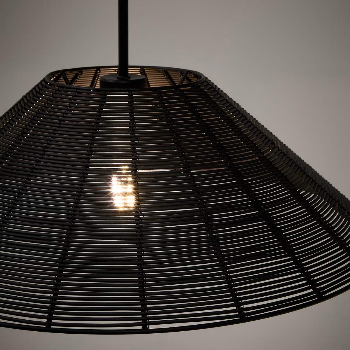 Kave Home Saranella lampshade for outdoor ceiling lamp in black synthetic rattan Ø 50cm