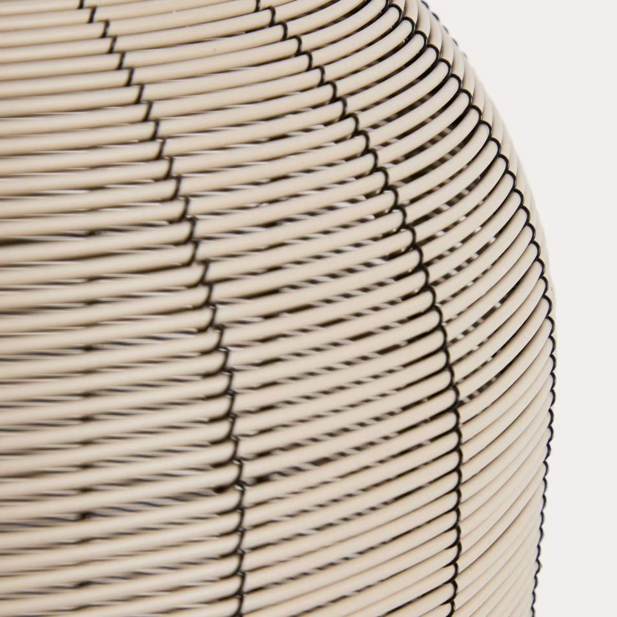 Kave Home Saranella portable LED table lamp in light grey synthetic rattan