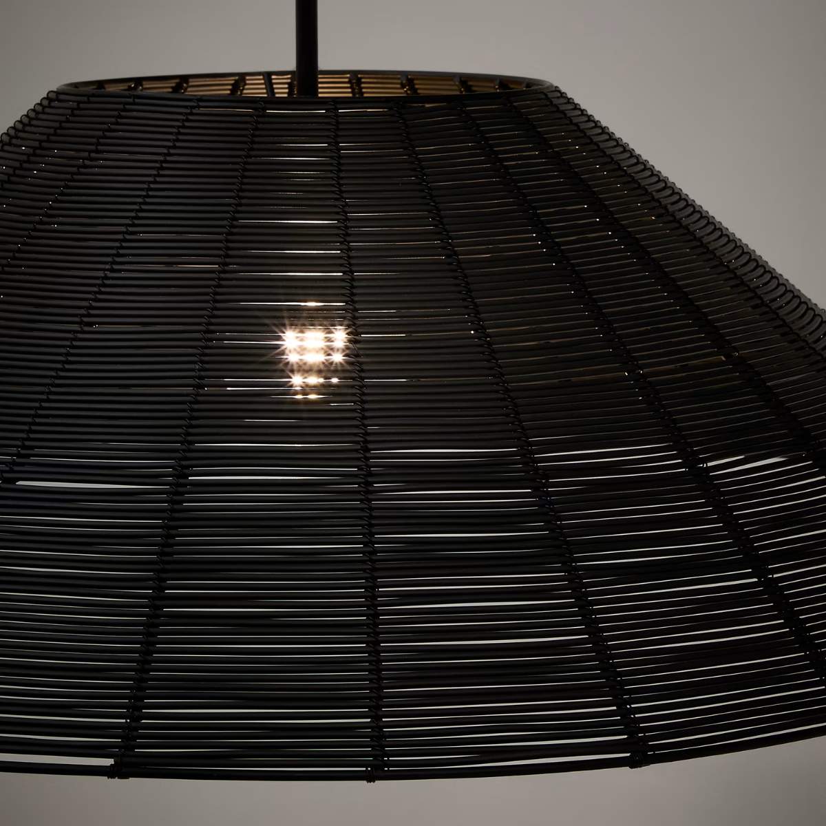 Kave Home Saranella lampshade for outdoor ceiling lamp in black synthetic rattan Ø 70cm
