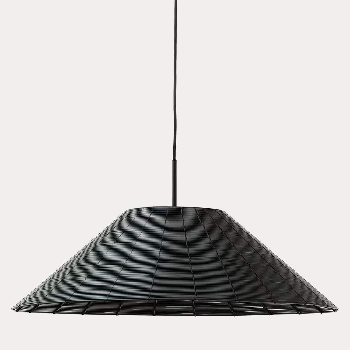 Kave Home Saranella lampshade for outdoor ceiling lamp in black synthetic rattan Ø 70cm