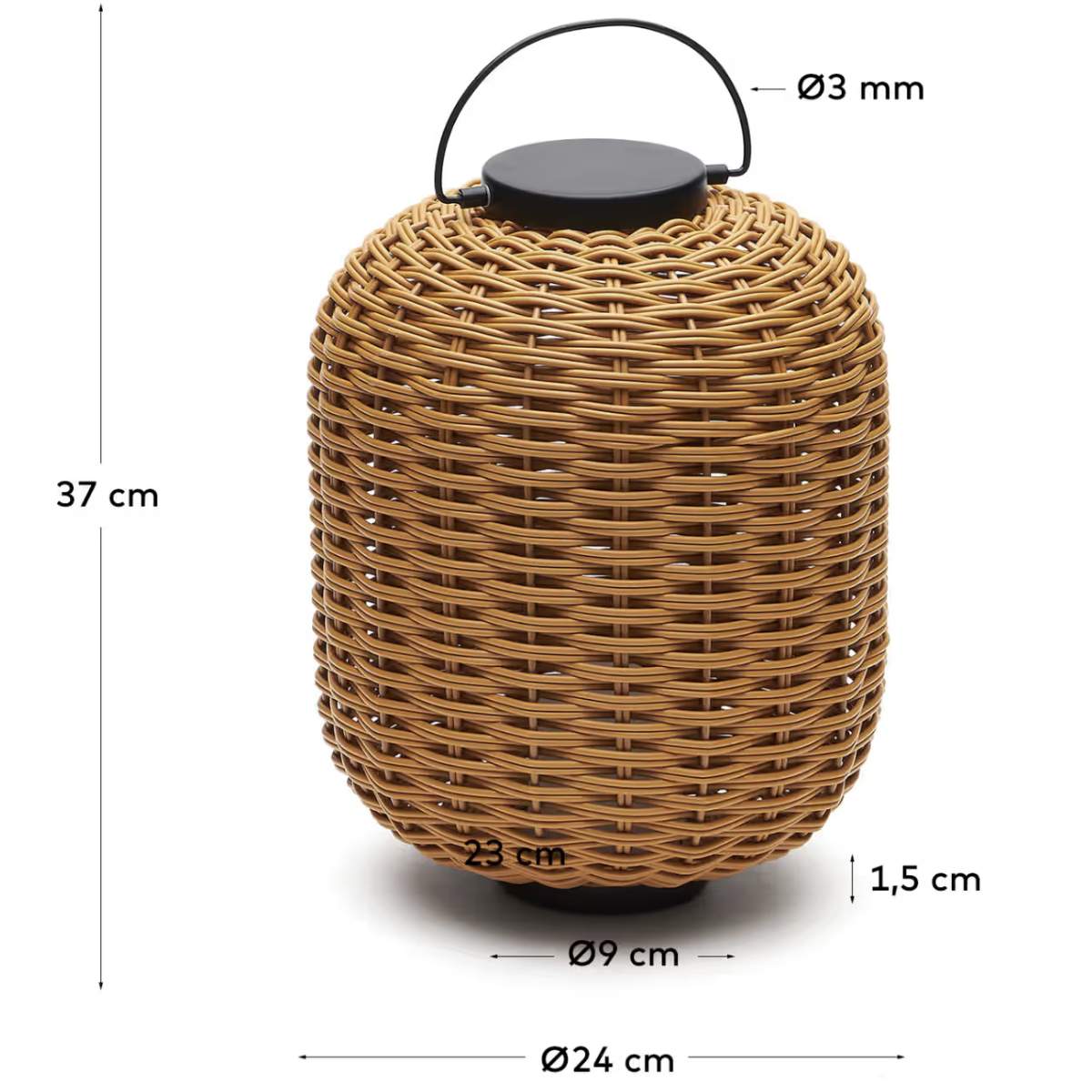Kave Home Saranella portable table lamp in black polyrattan