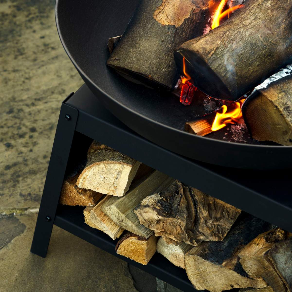 Garden Trading Sarsden Fire Pit Bowl & Log Store Medium