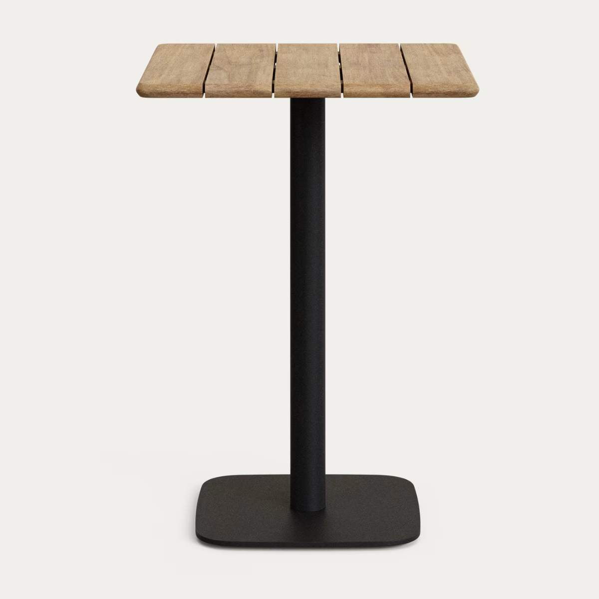 Kave Home Saura square high bar table black steel frame natural finish acacia top 96x70x70cm FSC100%