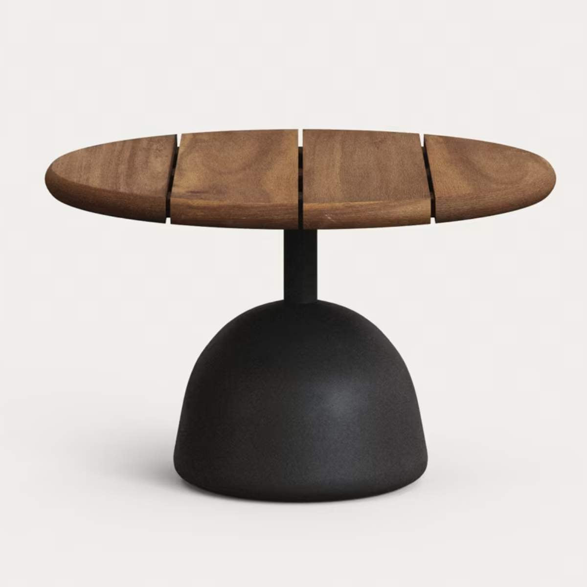 Kave Home Saura coffee table with acacia top in walnut finish and black cement base Ø55x35cm
