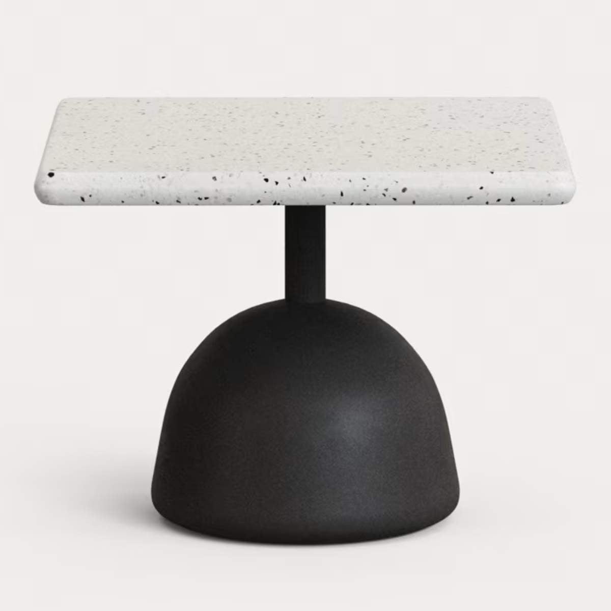 Kave Home Saura coffee table with white terrazzo top and black cement base 48x48x35cm