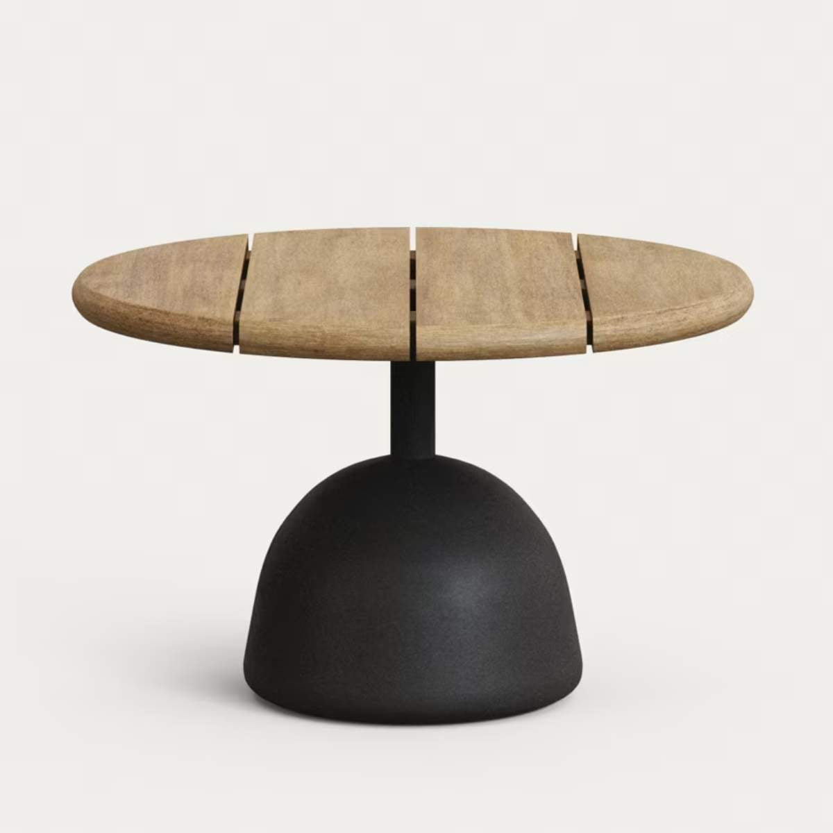 Kave Home Saura coffee table with natural finish acacia top and black cement base Ø55x35cm