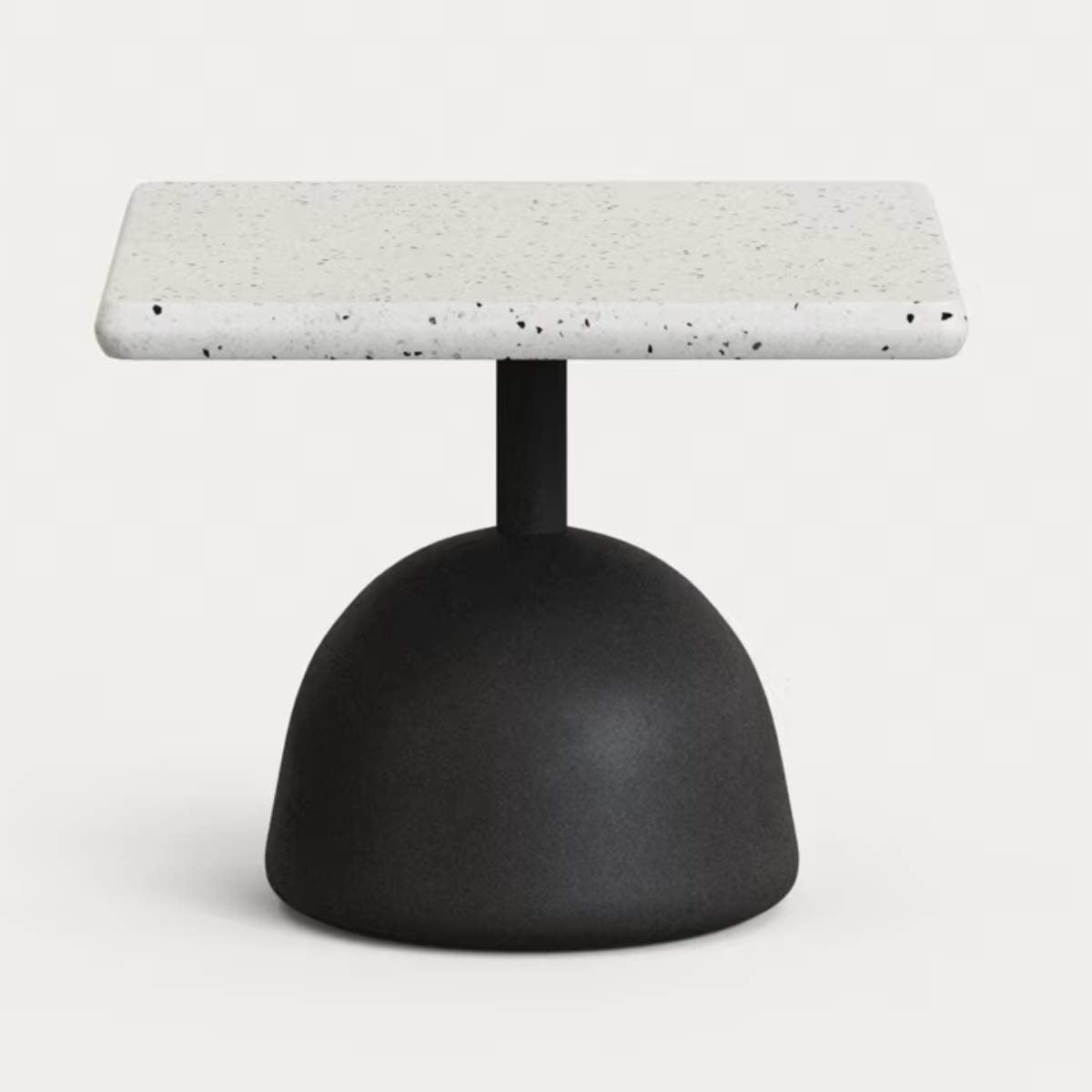 Kave Home Saura coffee table with white terrazzo top and black cement base 44x44x35cm