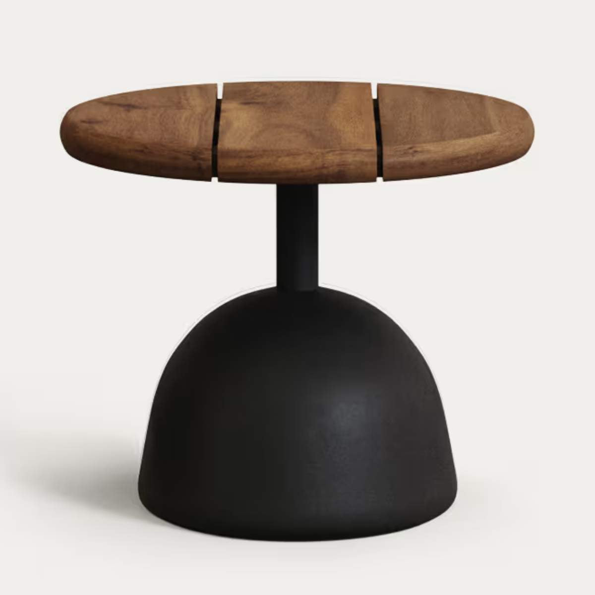 Kave Home Saura coffee table with acacia top in walnut finish and black cement base Ø43x35cm