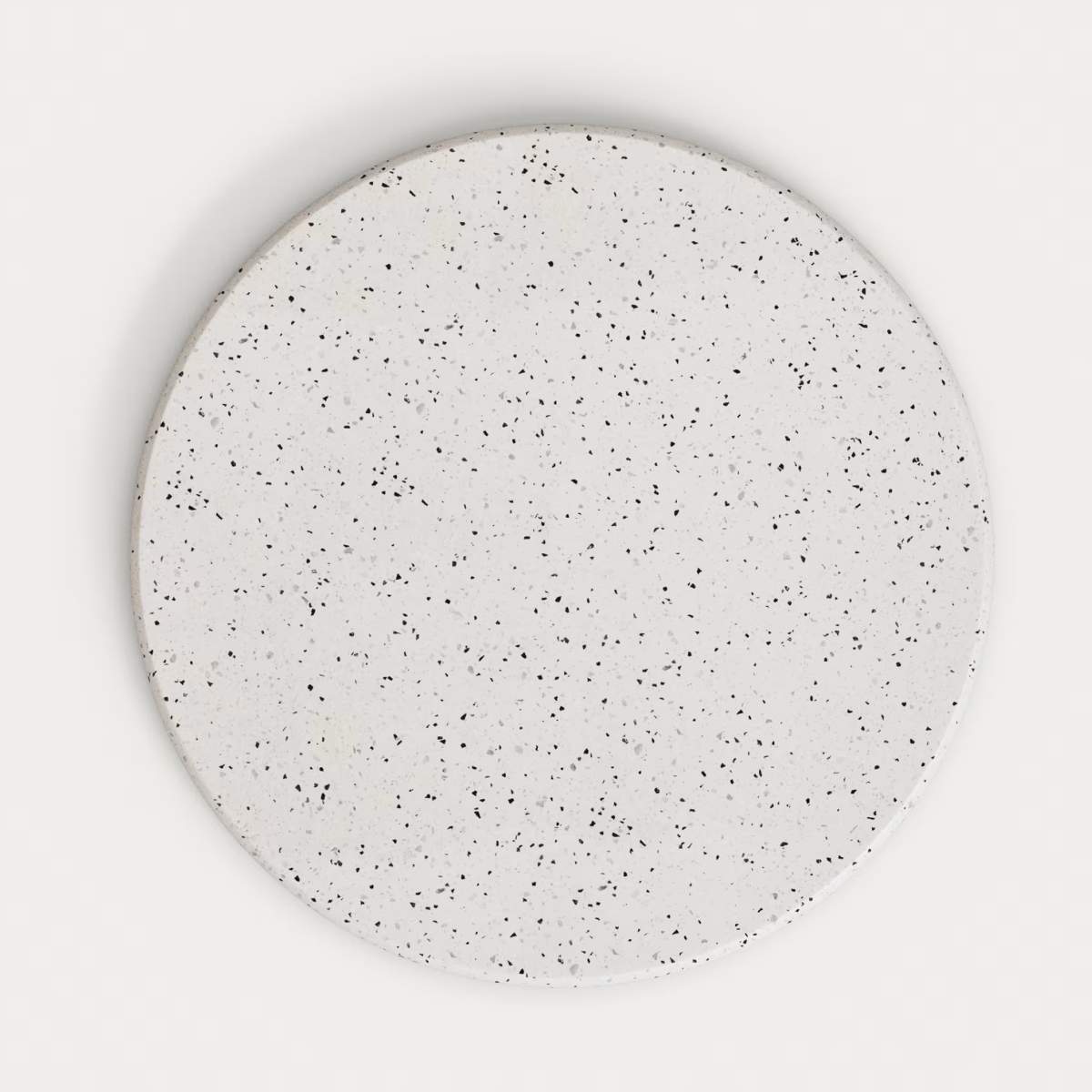 Kave Home Saura round high bar table made of black metal with a white terrazzo top, 96 x Ø70 cm